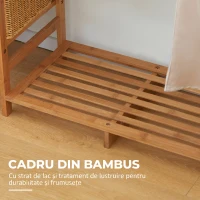 HOMCOM Cuier din Bambus cu Rafturi pe 6 Niveluri și Bară pentru Umerașe, 90x30x145 cm, Lemn Natural(m-5)
