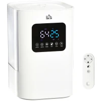 HOMCOM 6L Warm Cool Mist Humidifiers for Bedroom, Air Humidifiers with Remote, LED Display, Quiet Operation with Auto Mode, Up to 13H for 40 ㎡, White(m-10)