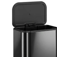 HOMCOM 50L Kitchen Bin, Metal Pedal Rubbish Bin with Soft Close and Stay-Open Lid, Removable Inner Bucket, High Gloss Black(m-10)