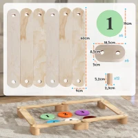 AIYAPLAY Poutre d'équilibre en bois pour enfants parcours de motricité modulable 6 pièces pour intérieur et extérieur naturel(m-3)