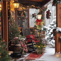 Outsunny Kerstlantaarn met Bessen, Dennenappels & Strik, LED-Lichtjes, Metalen Paal, 150 cm(m-2)