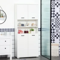 kleankin Mobile Bagno in Truciolato Bianco con 2 Armadietti con Ante e 2 Ripiani Aperti, 80x33.5x190 cm(m-10)