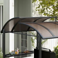 Outsunny Grillpaviljoen Grilldak Grillprieel, weerbestendig, 240 cm x 150 cm x 230 cm, Geelbruin + Donkergrijs(m-7)
