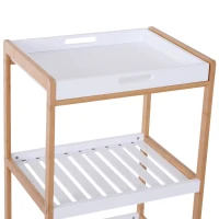 HOMCOM Chariot de service desserte de cuisine à roulettes 2 étagères + plateau amovible bois de pin MDF blanc(m-10)