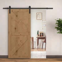 HOMCOM Glijrailsset voor schuifdeur, tot 90 kg, koolstofstaal, 200 cm, zwart, inclusief gereedschap(m-2)