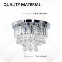 HOMCOM Round Crystal Lamp Chandelier Ceiling Mount Fixture For Living Room Dining Room Hallway Modern (7 Light), Ф35 x 24cm(m-4)
