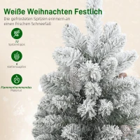 HOMCOM Mini Kunstkerstboom 60 cm, nepspar met sneeuw, 72 takken, 6 dennenappels, cementvoet(m-5)