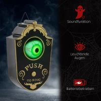 HOMCOM Halloween-deco, Deurbel met Horror-Oog, Geluid- & Aanraaksensor, Bewegend, Groen Licht(m-7)