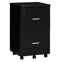 Vinsetto Armadietto da Ufficio con 2 Cassetti e 5 Ruote, Schedario in MDF e Truciolato, 43x45x72 cm, Nero(m-1)