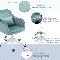 Vinsetto massage kantoorstoel draaistoel werkstoel met trilfunctie fluweel roze(m-8)