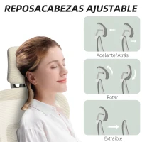 HOMCOM Silla de Oficina Ergonómica de Malla con Reposabrazos 3D Reclinable a 135° Reposacabezas Ajustable Beige(m-9)