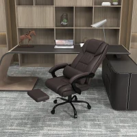 Vinsetto PU Leather Office Chair with 6-Point Vibration Massage, Reclining Chair Office with Footrest, Adjustable Height, Computer Chair, Brown(m-9)