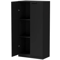 HOMCOM 120 cm Tall Storage Cabinet Cupboard, 3-Tier File Organiser Wooden Filing Cabinet, Black(m-1)