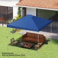Outsunny Gazebo Roof Replacement UV50+ Waterproof Pop Up Canopy Cover with 8 Drainage Holes 3 x 3 m Blue(m-10)