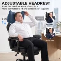HOMCOM Executive Office Chair, Leathaire Big and Tall Office Chair 180 kg with Wide Seat, Reclining, Lumbar Support, Black(m-5)