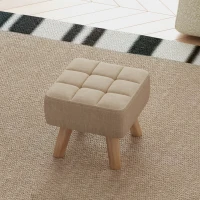 HOMCOM Linen-Look Square Padded Footstool - Brown(m-7)