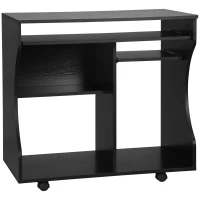 HOMCOM Mobiel rolbaar bureau zwart computerbureau tafel werktafel met aflegvlak(m-1)