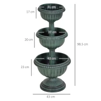 Outsunny 3-tier Chelsea Planter Flowers Display Fountain Stable Base Outdoor Garden Flower Pot Patio Balcony Indoors Green(m-3)