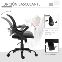Vinsetto Silla de Oficina Silla de Escritorio de Malla Transpirable Basculante con Altura Ajustable Asiento Giratorio 360° y Soporte Lumbar 61x61x89-99 cm Negro(m-5)