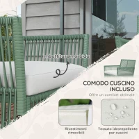 Outsunny Set da Giardino in Rattan da 4 Pezzi con 2 Poltroncine, Divano e Tavolino da Caffè, Verde(m-4)