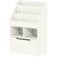 HOMCOM Kinderrek met Lade, Boekenkast met Vakken, 60 x 29,9 x 90 cm, Wit(m-12)