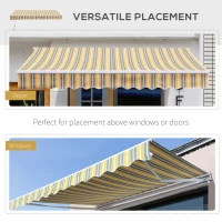 Outsunny 3.5M x 2.5M Garden Patio Manual Awning Canopy Sun Shade Shelter Retractable Gear Lever Winding Handle - Yellow(m-7)