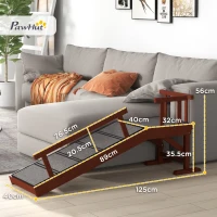 PawHut Wooden Dog Ramp with Removable Guardrails, Non-Slip Surface, 125 cm Long, Brown(m-3)