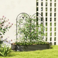 Outsunny Klimrek Metaal 2-delig Set Steekbaar Roestvrij Klimhulp met Vogelontwerp voor Klimplanten 50x120 cm Zwart(m-2)