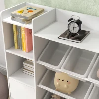 AIYAPLAY Scaffale Portagiochi per Bambini con 8 Contenitori Rimovibili e Armadietti, 140x30x90 cm, Bianco(m-7)