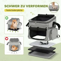 PawHut Hondenmand voor op de Fiets Voorop Draagbaar Hondenfietskorf met Veiligheidslijn Kussen Kom voor Kleine Honden tot 5 kg Lichtgrijs(m-5)