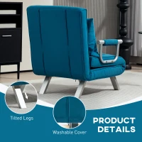 HOMCOM 4-in-1 Faux Suede Chair Bed - Blue(m-7)
