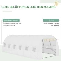 Outsunny Vervangingsfolie voor 6x3x2 m kas, stevig, scheurresistent, 12 ramen, deur, Wit(m-4)