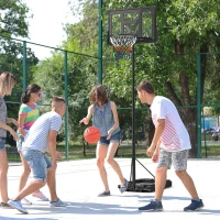 SPORTNOW 2.3-3.05m Basketball Hoop and Stand, with Weighted Base, Wheels, Black(m-10)