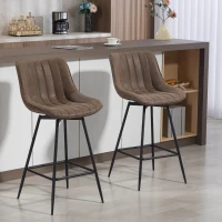 HOMCOM Set of 2 PU Leather Swivel Bar Stools - Brown(m-2)