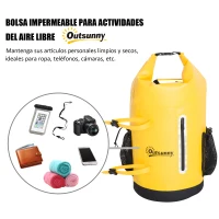 Outsunny Bolsa Estanca 30L PVC Bolsa Seca Impermeable Mochila con Correa Ajustable para Deporte Aire Libre Φ27.5x67cm(m-4)