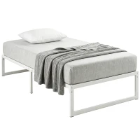 HOMCOM Bedframe met opbergruimte en lattenbodem, 32,5 cm hoog, stil, 200 x 90 cm, wit(m-14)