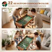 SPORTNOW mini masă de fotbal 92x75x71 cm, 22 jucători, 2 mingi, 8 bare, marcator, maro(m-5)