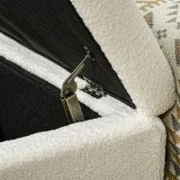 HOMCOM Opbergbank met Zacht Teddypluche, Gestoffeerde Bank met Houten Frame, Bedbank met Opbergruimte, Schoenenbank voor Slaapkamer, Woonkamer en Hal, 102 x 45 x 46 cm, Crèmewit(m-8)