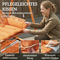 Outsunny Hollywoodschommel, Tuinschommel met Kussens, Frame, Voor Tuin, Balkon, 174 x 120 x 162 cm, Metaal, Terracotta(m-7)