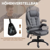 Vinsetto Bureaustoel met Massage- & Verwarmingselement, ergonomisch, in hoogte verstelbaar, Donkergrijs(m-5)
