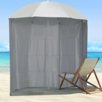Outsunny Parasol de plage Ø 2,2 x 2,2 cm protection UV sac transport, sardines et lestage intégrés crème(m-10)