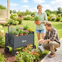 Outsunny 180L Festival Trolley on Wheels, Folding Compact Camping Trolley Cart with Adjustable Handle, 120 KG Capacity for Garden, Beach, Fishing, Grey(m-8)