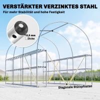 Outsunny Kweekkas 2,7 x 2 x 2 m foliekas met planken, oprolbare ritsdeur, 6 gaasvensters, steunbalken(m-5)