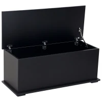 HOMCOM Coffre de rangement coffre à jouets grande capacité de rangement charnière verrouillée  en bois 100 x 40 x 40 cm noir(m-14)