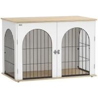 PawHut Dog Crate Furniture, Indoor Dog Cage with Double Doors for Large Breeds, Pet Kennel End Side Table(m-1)
