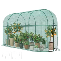 Outsunny Vogelbeschermingsnet, metalen frame, ritssluitingdeur, eenvoudig opzetten en afbreken, 3 x 1 x 1,5 m, groen(m-15)