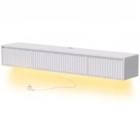 HOMCOM Mobilă TV suspendată flotantă 160 cm cu iluminare LED și prize, mobilă pentru televizor 182,88 cm, alb(m-1)