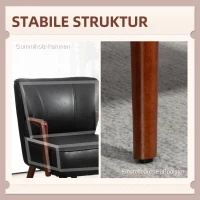 HOMCOM Accentstoel, Brede Zitting, Lederlook, Houten Frame, tot 120 kg, 67x77x80 cm, Zwart(m-5)
