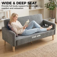 HOMCOM 2 Seater Sofa, Velvet Small Couch with 20cm Thick Padding, Wide and Deep Seat, Grey(m-6)