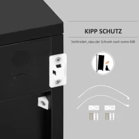 HOMCOM Opbergkast met 2 lades, 2 deuren, met kantelbeveiliging, voor woonkamer, slaapkamer, 79 x 36 x 74 cm, Zwart(m-7)